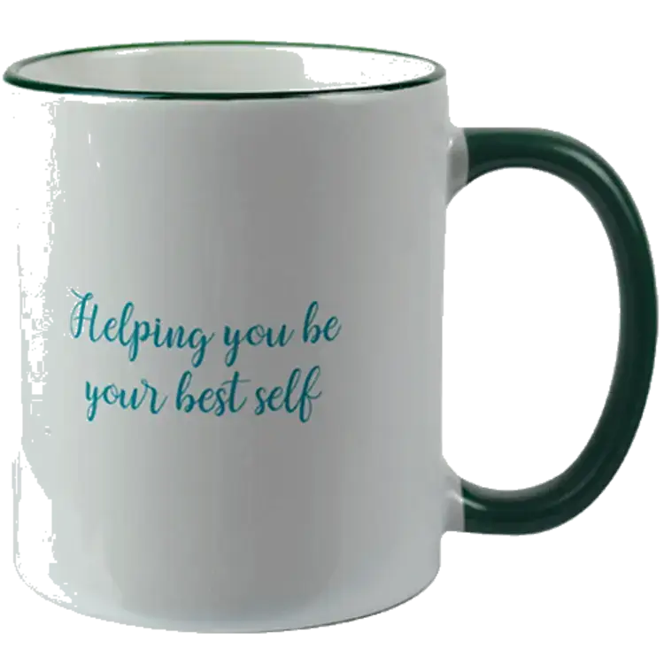 holly botanic mug showing tagline on rear