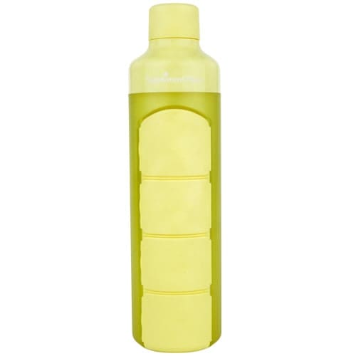 YOS Bottle | 375ml water bottle with 4-compartment capsules dispenser | Yellow