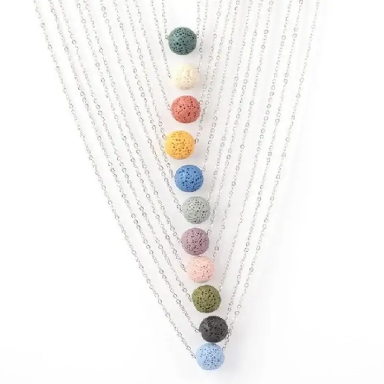 All lava stone necklace colours together on chains