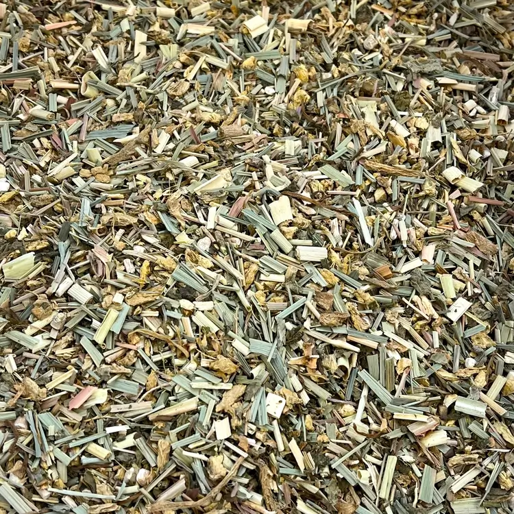 Close up of loose Balance tisane showing ingredients