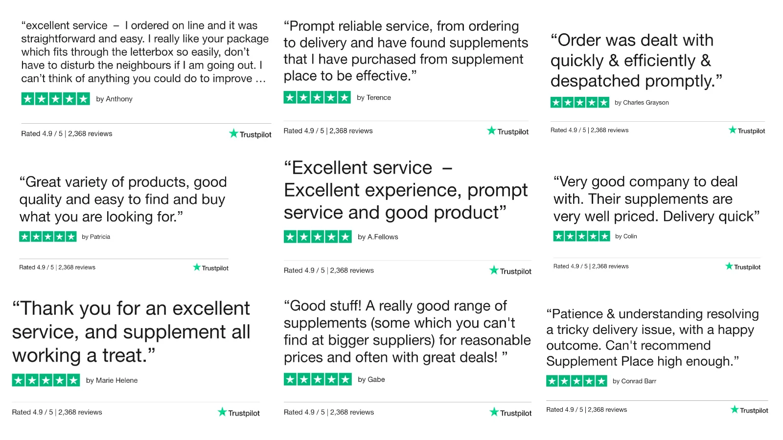 Supplement Place customer reviews from Trust Pilit