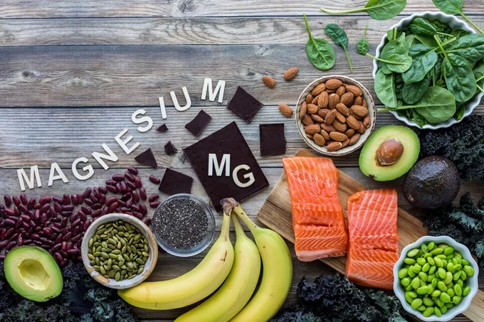 Avocado, banana, fish and leafy greens are some examples of magnesium-rich foods.