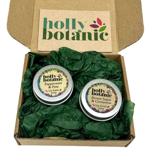 Lip love gift set packaged in a branded cardboard gift box