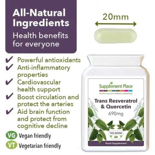 Trans Resveratrol & Quercetin Capsules Benefits Image.